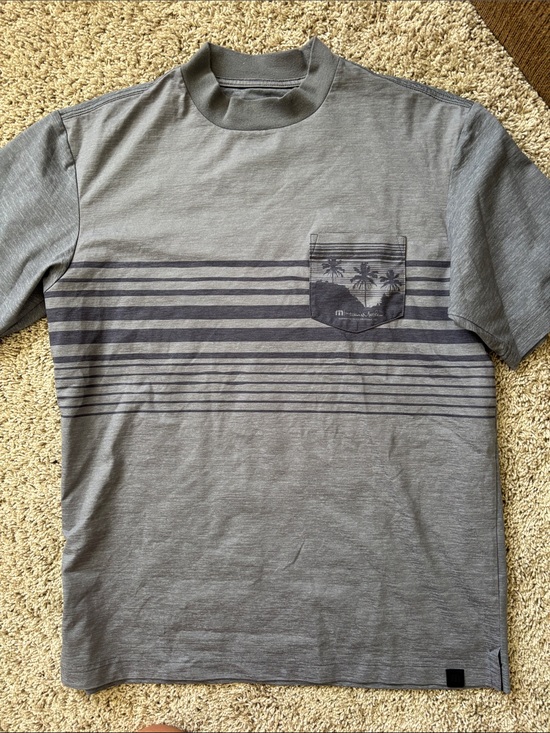 Travis Mathew Other - Travis Matthew Men's Blue/Grey Short-Sleeve Striped Pocket T-Shirt